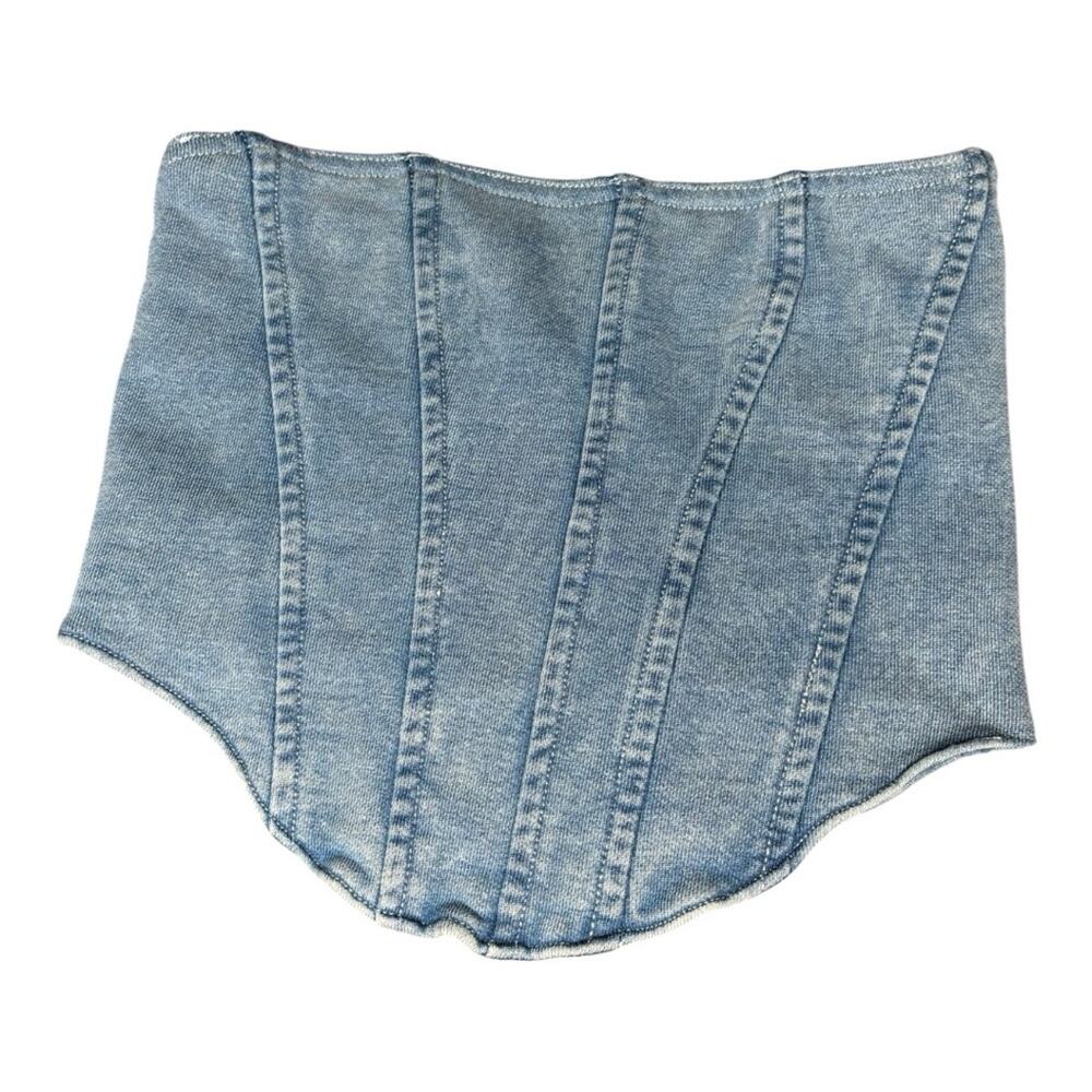Good American Denim Strapless Corset Top Side Zipper Medium